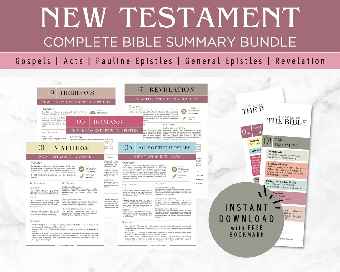 NEW TESTAMENT Bible Study Bundle Printable Cheat Sheet | New Testament ...