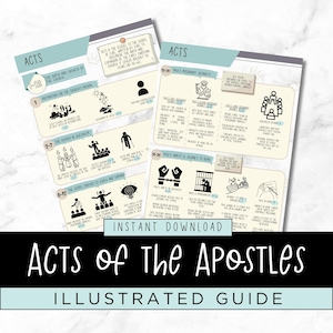 Illustrated Book of Acts Bible Study Cheat Sheet | Bible Made Simple | Study Guide | New Testament Summary | Digital Download