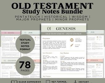 Guía de estudio bíblico del Antiguo Testamento en PDF / Resumen de 39 libros para imprimir / Biblia para principiantes / Currículo para educación en el hogar / Escuela dominical cristiana