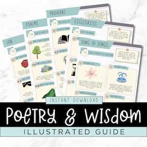 Illustrated Wisdom Books Bible Study Cheat Sheet | Bible Made Simple | Study Guide | Old Testament Summary | Digital Download