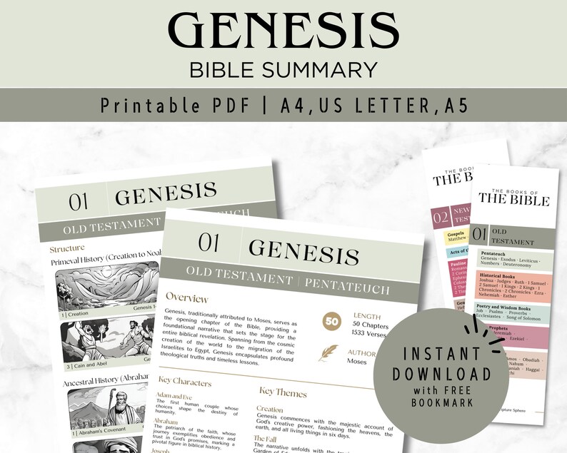 Genesis Bible Study Printable Cheat Sheet | Old Testament Summary ...