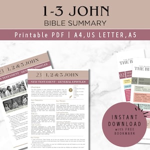 1-3 John Bible Study Cheat Sheet: Christian Summary (Digital Download)