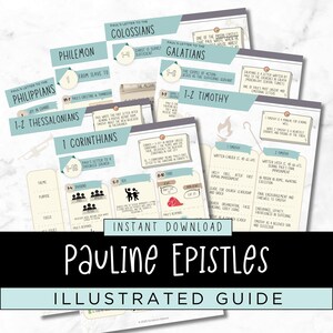 Illustrated Pauline Epistles Books Bible Study Cheat Sheet | Bible Made Simple | Study Guide | New Testament Summary | Digital Download
