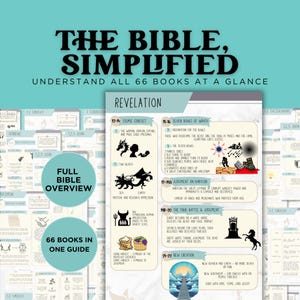 Illustrated Bible Study Guide PDF | Entire Bible Made Simple | 66 Books Summary Printable | Bible Tip Ins | Homeschool Bible | Sunday School
