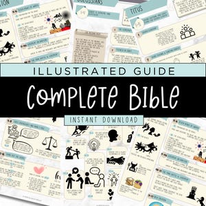 Bible Overview Cheat Sheet PDF – Illustrated Study Guide for 66 Books of the Bible | Printable Bible Summary | Christian Learning Tool