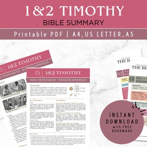 Timothy Bible Study Printable Cheat Sheet Bible Summary Christian ...
