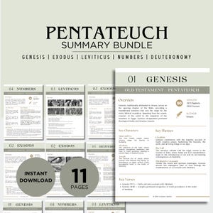 Pentateuch Bible Study Guide PDF | Genesis to Deuteronomy Summary Notes | Old Testament Study Bundle | Printable Bible Study Resource