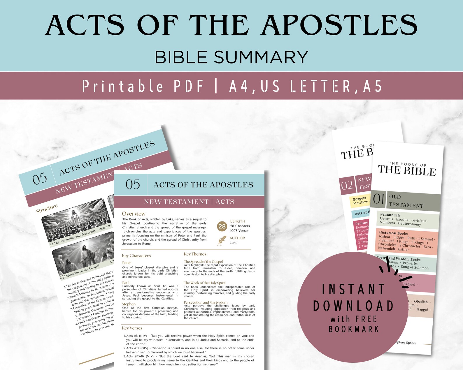 Acts of the Apostles Bible Study Cheat Sheet (digital Download) - Etsy