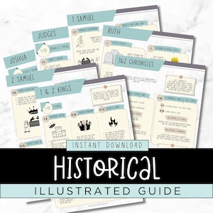 Illustrated Historical Books Bible Study Cheat Sheet | Bible Made Simple | Study Guide | Old Testament Summary | Digital Download
