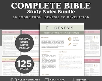 Resumo Bíblico em PDF | Estudo Aprofundado dos 66 Livros | Guia Completo de Estudo Bíblico para Imprimir | Antigo e Novo Testamento | Cristão