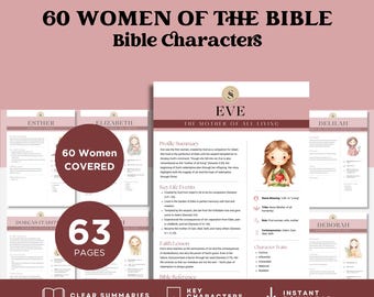 60 Women of the Bible Study Guide PDF | Printable Bible Characters Summary | Womens Bible Study | Christian Devotional | Old New Testament