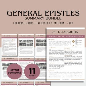 Guía de estudio bíblico de las Epístolas Generales / Resumen de las ocho cartas del Nuevo Testamento / Estudio bíblico imprimible (PDF, descarga digital)