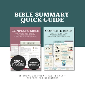 Bibelzusammenfassung Kurzanleitung | 66 Bücher Übersicht für Anfänger | Altes & Neues Testament | Christliche druckbare PDF-Datei (250+ Seiten)