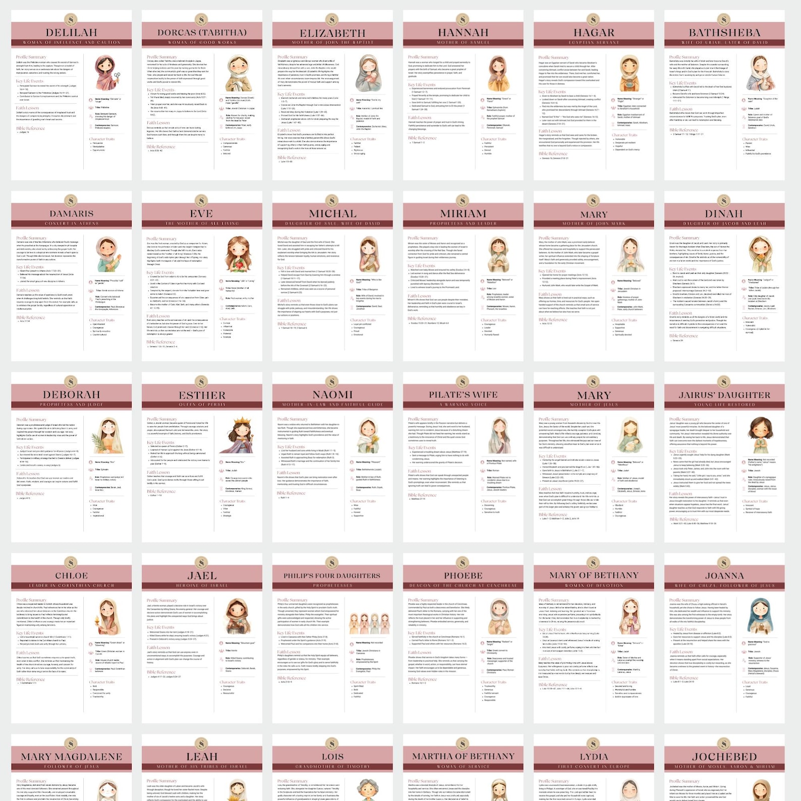 60 Women of the Bible Study Guide PDF | Printable Bible Characters ...