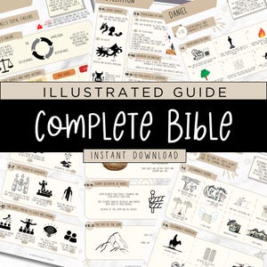 Bible Study Printable – Complete Illustrated Bible Summary PDF |66 Books of the Bible Cheat Sheet | Christian Study Guide | Digital Download