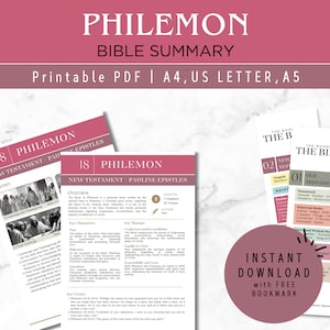 Philemon Bible Study Cheat Sheet: Christian Summary & Bookmark (Digital Download)
