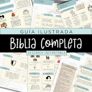 Spanish Bible Overview Cheat Sheet PDF – Illustrated Study Guide for 66 Books of the Bible | Printable Bible Summary | Christian Learning