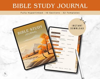 Guided Christian Journal Golden Ember | Digital Bible Study PDF | Hyperlinked Notebook SOAP Planner | Verse Mapping | GoodNotes Download