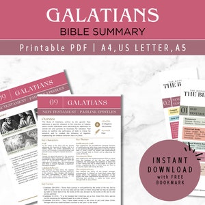 Galatians Bible Study Cheat Sheet: Christian Summary & Bookmark (Digital Download)