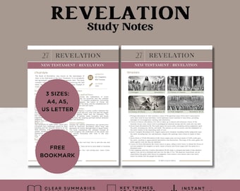 Book of Revelation Bible Study Guide | Printable Cheat Sheet & Bookmark | Illustrated Summary PDF | New Testament | Christian Printable
