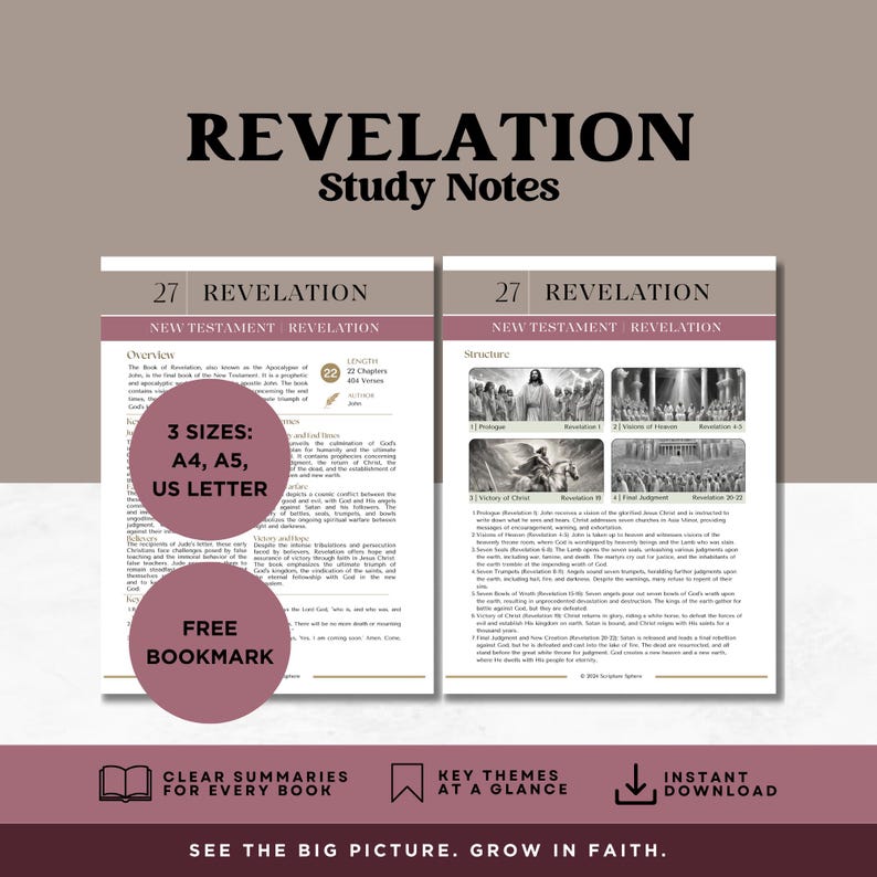 Book of Revelation Bible Study Guide | Printable Cheat Sheet & Bookmark ...