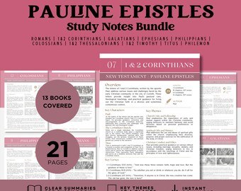 Guía de estudio bíblico de las Epístolas paulinas en PDF / Notas de estudio en profundidad de las 13 cartas de Pablo / Nuevo Testamento / Biblia para educación en el hogar / Material imprimible cristiano