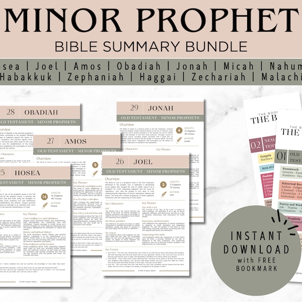 Minor Prophets Bible Study Bundle Printable Cheat Sheet | Old Testament Summary | Christian Digital Bible Study Guide | Instant Download