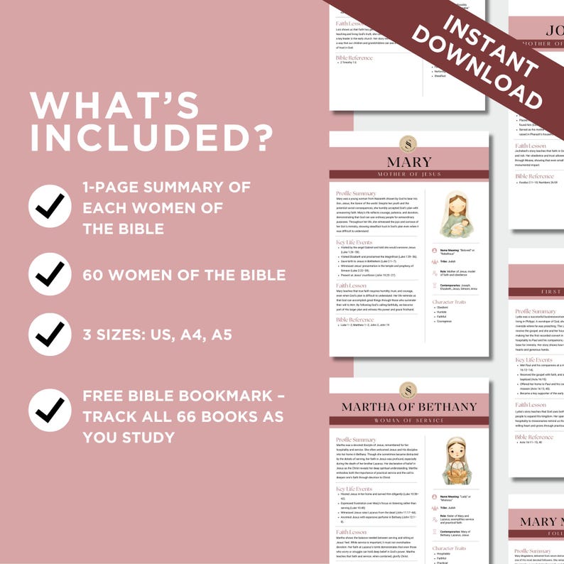 60 Women of the Bible Study Guide PDF | Printable Bible Characters ...