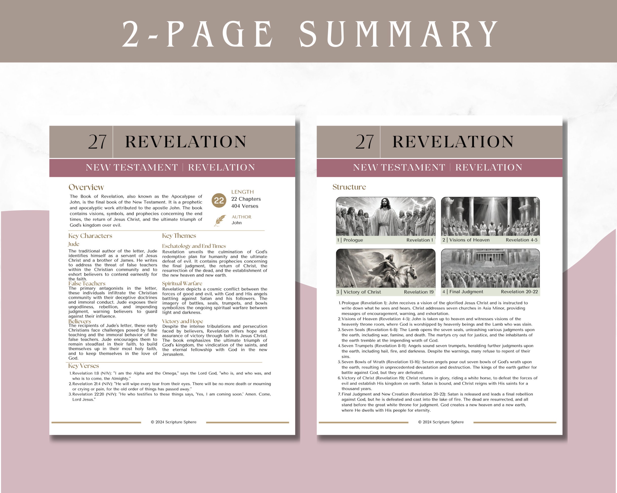 Book of Revelation Bible Study Guide | Printable Cheat Sheet & Bookmark ...