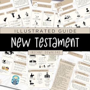 NEW TESTAMENT Illustrated Books Bible Study Cheat Sheet | Bible Made Simple | Study Guide | New Testament | Digital Download - Brown