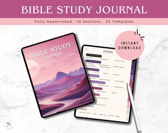 Digital Bible Study Journal Pink | Hyperlinked Notebook SOAP Planner GoodNotes | Verse Mapping Bible Study | Christian PDF Download
