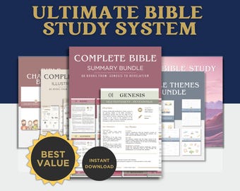 Ultimate Bible Study System for Beginners | Complete 66 Books Guide, Devotionals & Journals | Christian Printable PDF (1500+ Pages)