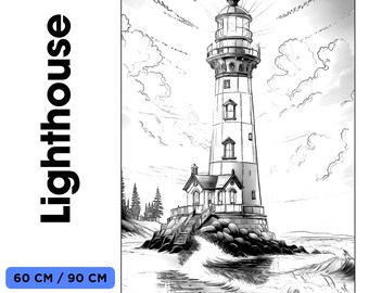 The lighthouse, built on the edge of the forest by the shore