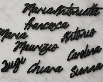 Minimal Black Wedding Place Cards Personalized Names in Wood Elegant Table Decoration Wedding Luxury Modern Mon B