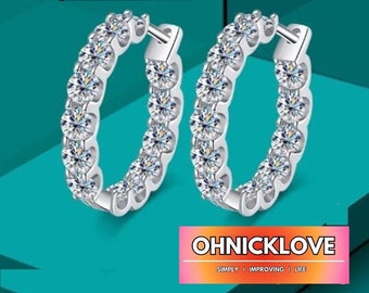 Atemberaubende Moissanit Infinity Loop Ohrringe 2.6 Karat VVS1 Premium Qualität Verlobungsgeschenk Liebe Hochzeitsvorschlag Freunde Inspiration A