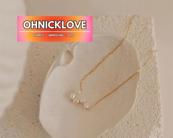 Handmade Minimalistic Pearl Necklace Choker A