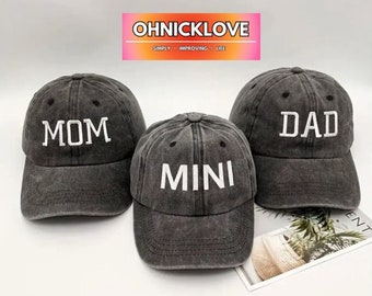 MOM DAD MINI Family Caps, Berretto da baseball in grigio lavato, Outdoor Cap T