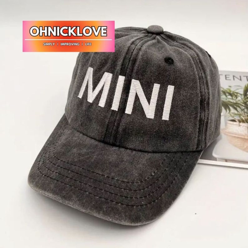 MOM DAD MINI Family Caps, Baseball Cap in grey washed, Outdoor Cap T Mini (Kid)