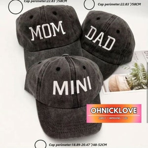 MOM DAD MINI Family Caps, Baseballkappe in grau ausgewaschen, Outdoorkappe T Bild 2