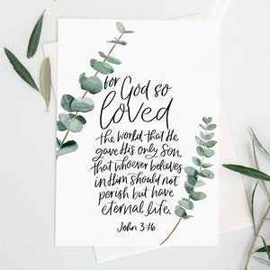 Porque de tal manera amó Dios al mundo - Juan 3:16 - Impresión digital descargable - Versículo bíblico