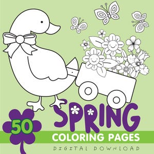 Spring Easy Coloring Pages For Kids-Printable Spring Coloring Pages for kids-preschoolers-Spring Coloring Book,Toddlers-Homeschool-Download