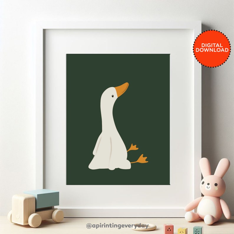 Silly Goose Wall Art, Duck Nursery Wall Art, Cute Goose Poster, Dark ...