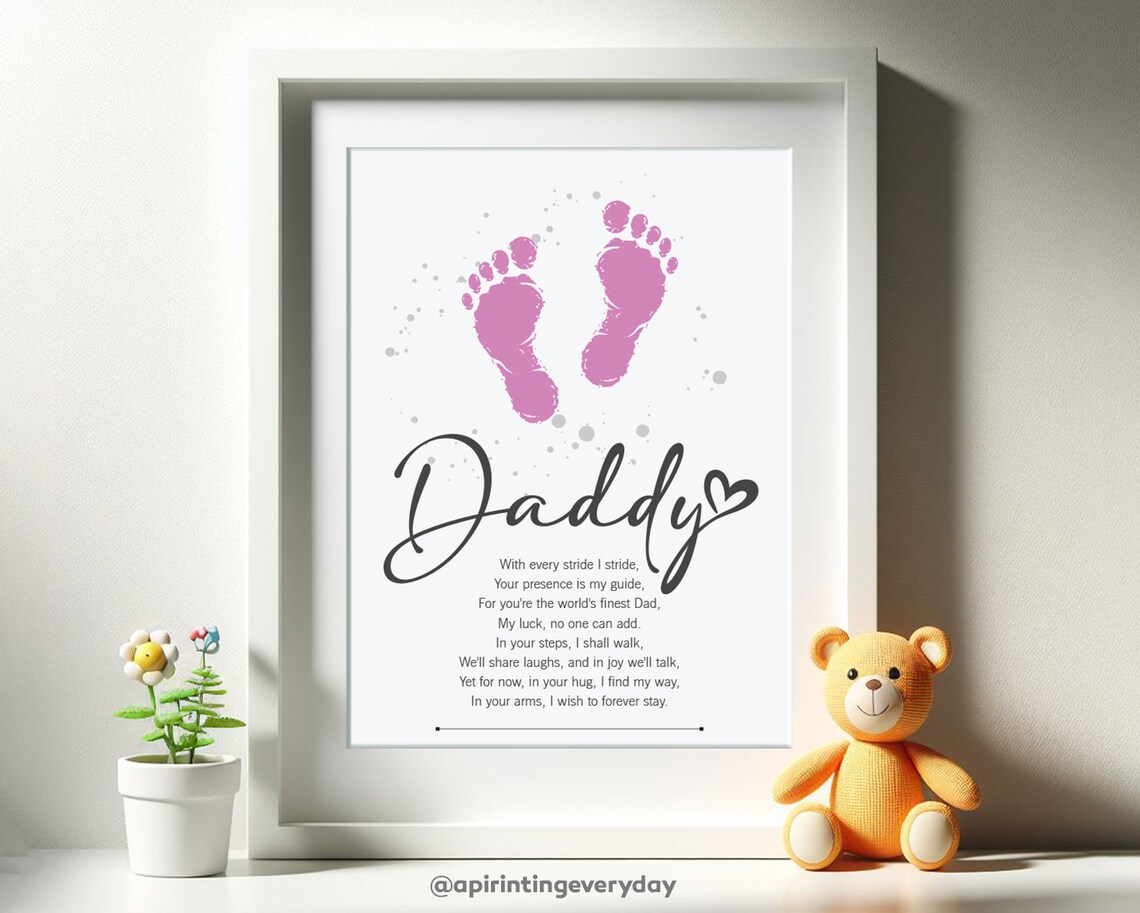 Printable Father's Day Footprint Art, Personalized Gift for Dad, Father ...