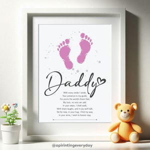 Printable Father's Day Footprint Art, Personalized Gift for Dad, Father ...