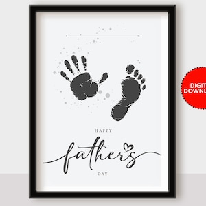 Glücklicher Vatertag Handabdruck Fußabdruck Kunst, erster Vatertag Baby Andenken, Vatertag Geburtstag, Hand Kunst Handwerk, Vatertag, DRUCKBAR