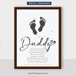 Druckbare Vatertags Fußabdruck Kunst, personalisiertes Geschenk für Papa, Vatertagsgeschenk Fußabdrücke, Vatertag Geburtstag, druckbar, Fuß Füße Kunst