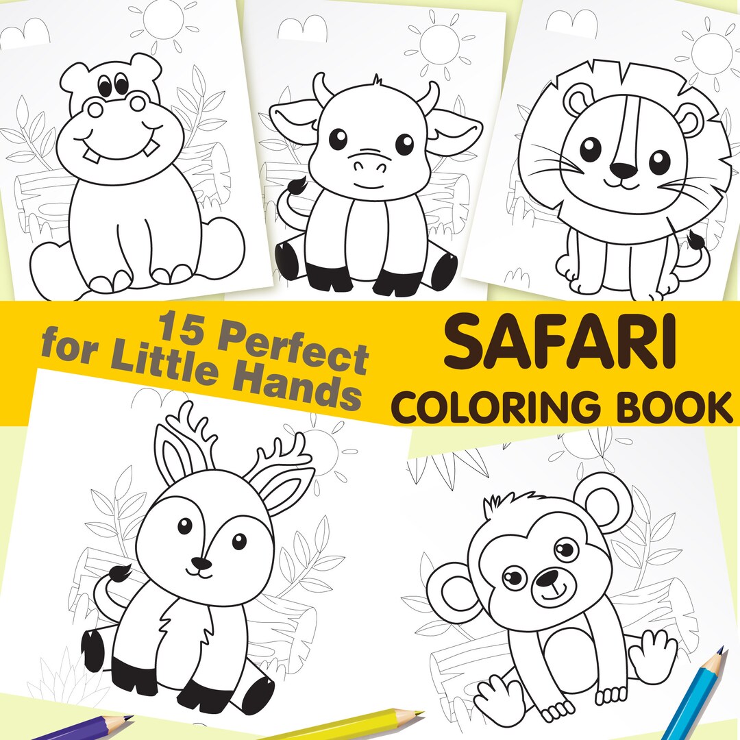 Safari Animals Coloring Pages for Kids, Toddlers (15 Printable Pages ...