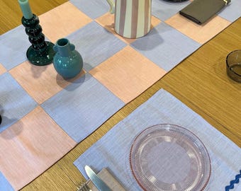 Patchwork Table Runner • Handmade Linen Runner • Bright Decor • Small Batch Home Styling