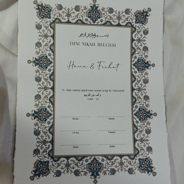 Dini Nikah Belgesi | Imam Nikah Belgesi | Certificato Nikkah