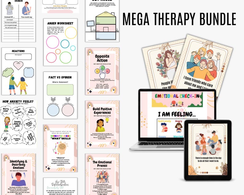 Therapy Mega Bundle Worksheets, Counselling Tools, Psychologist